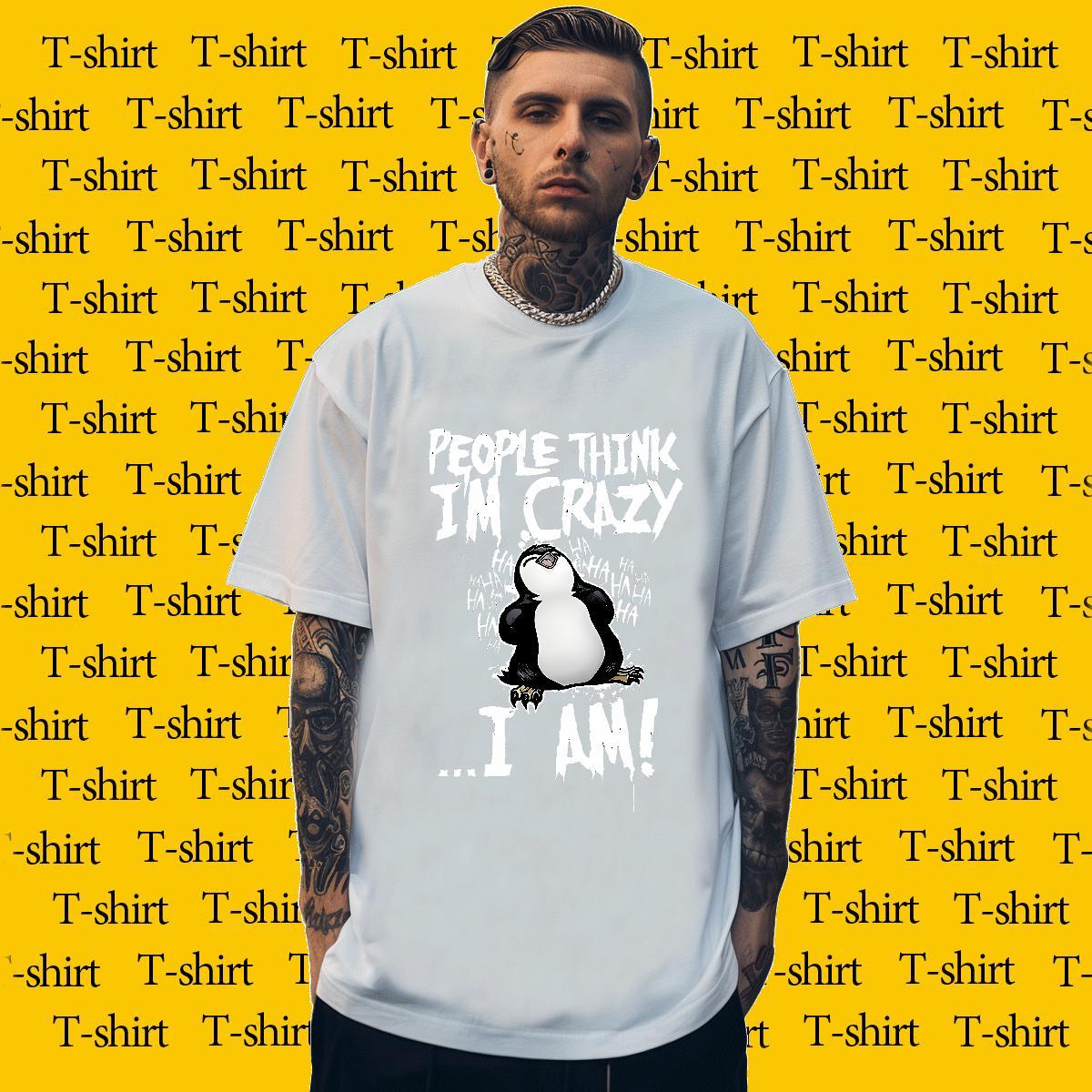 T shirt 100% Cotton 230g penguin Casual Short Sleeve O-Neck Custom Print Plus Size Men Tops Tees Fashion Cool Polos