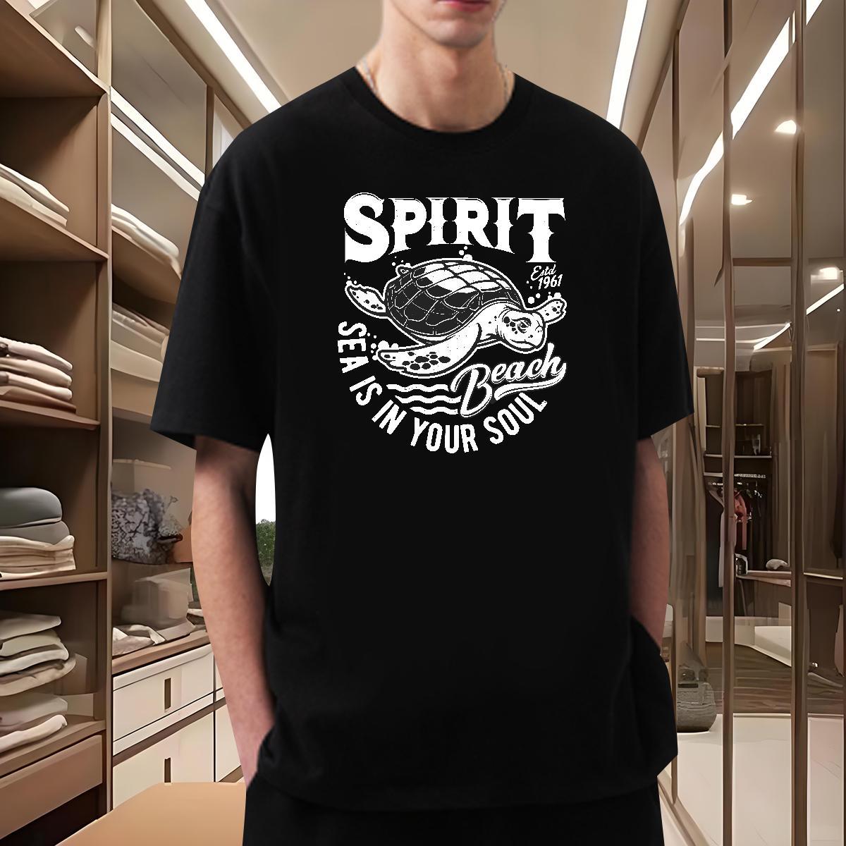 2024 Summer T shirt 230g Pure Cotton tortoise Casual Beach Tops Breathable Soft Brand Tshirts Anime Print