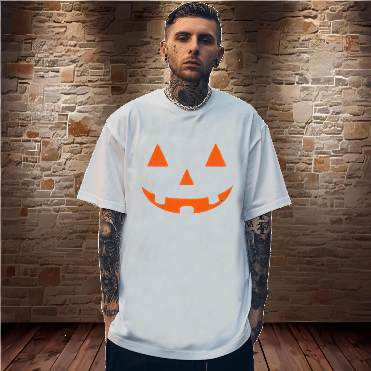 DIY Men T Shirts 230g Pure Cotton halloween Sports Casual Tops Tees Crew Neck Breathable Unisex Tshirt for Man Woman Black White