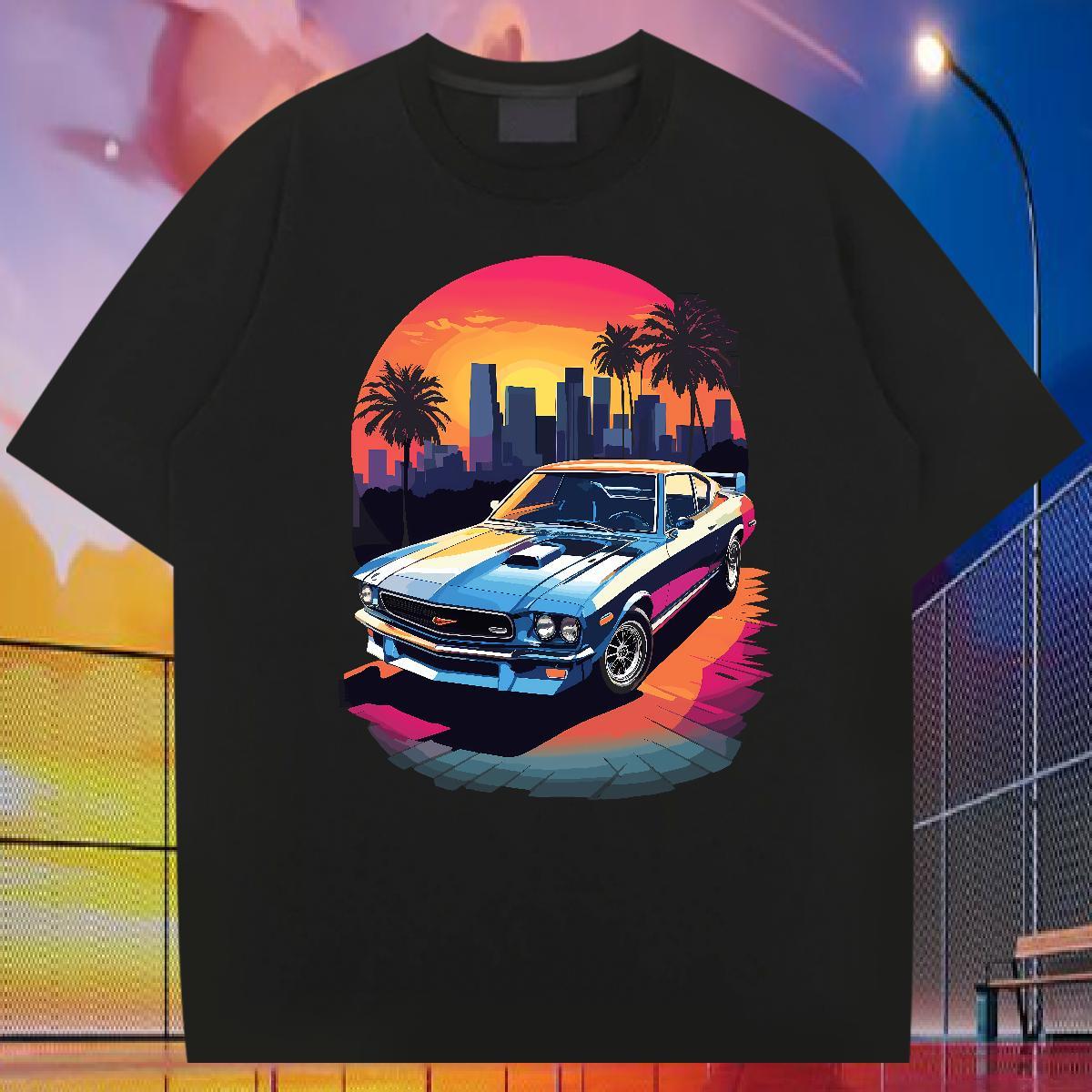Casual New T-Shirts for Men high-rise Tops 230g Pure Cotton Street Casual Soft Floral Print Breathable Short Sleeve Men Tees