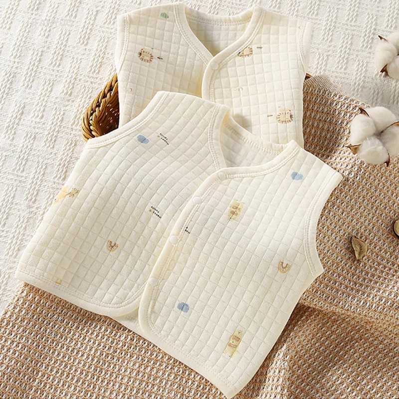 Newly born baby pure cotton vest jacket cute and warm childrens vest girl boy spring autumn baby vest jacketW240724