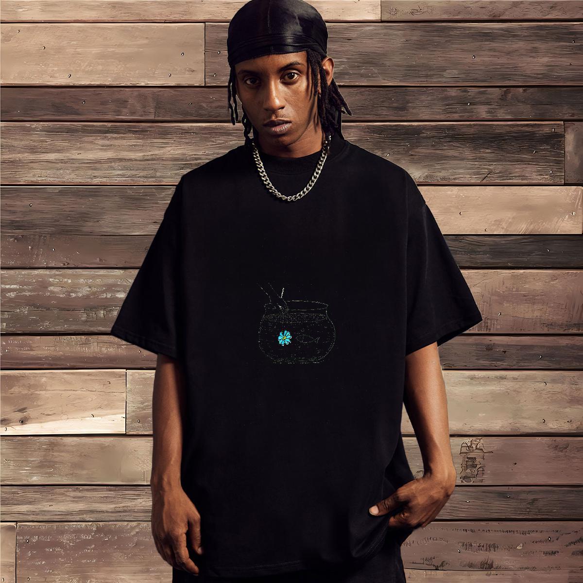 Custom T Shirt For Man 230g Pure Cotton fish Street Casual Tops Breathable Soft Brand Tshirts Anime Print