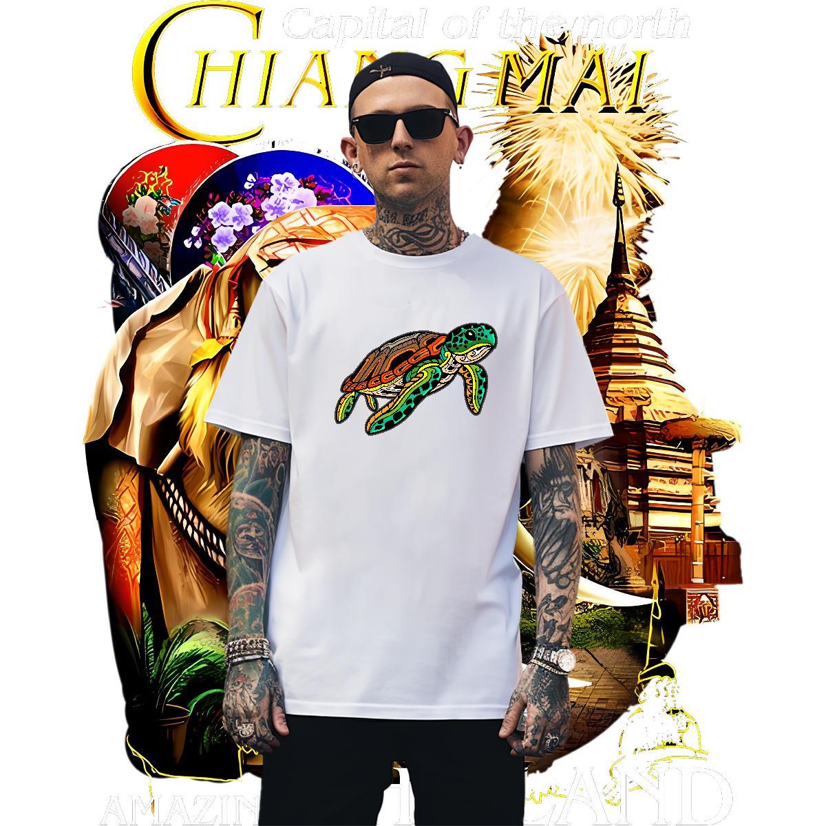 Classic Tshirt for Man Woman 230g 100% Cotton tortoise Mens T Shirts Casual Daily Wear Breathable Short Sleeve Custom Anime 2024 DIY Top Tees