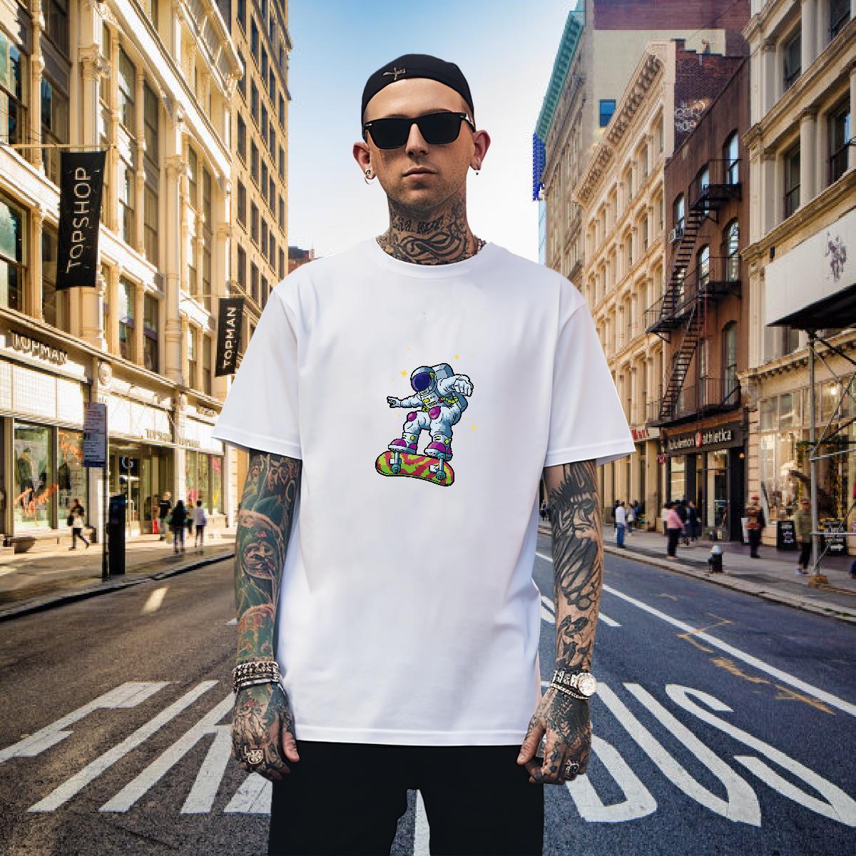 T shirt 230g Pure Cotton universe Daily Outfit Breathable Crew Neck DIY Logo Oversized Men Tops Tees Fashion Designer Comfortable Tee Shirt