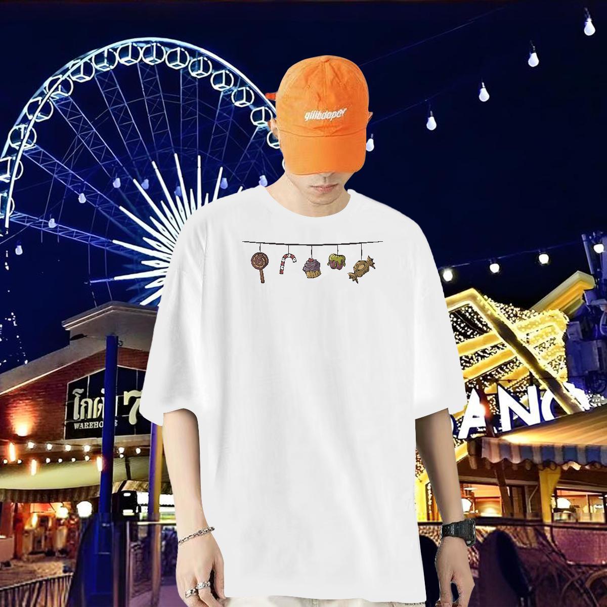 Fashion New T Shirts Men 230g Pure Cotton halloween Sport Tops Shirt Breathable Short Sleeve Cool Couples T Shirts Cartoon Printing L-4XL