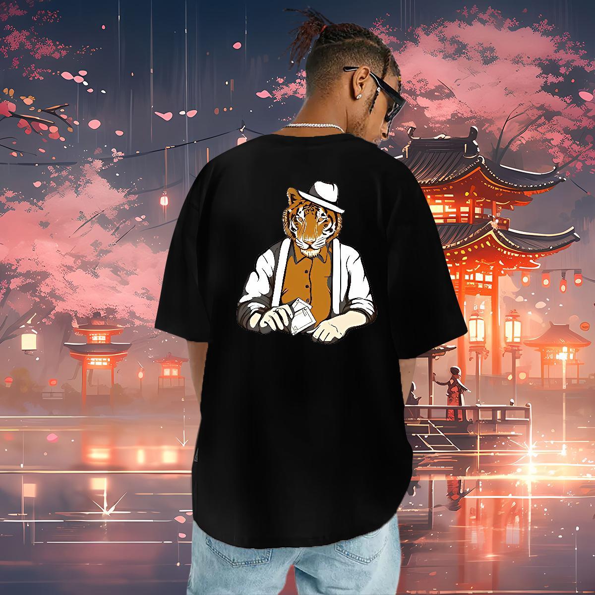 2024 Designer T Shirt For Man 230g Cotton tiger Summer Casual Polos O-Neck Short Sleeve Comfortable Men Tees DIY Logo Oversized
