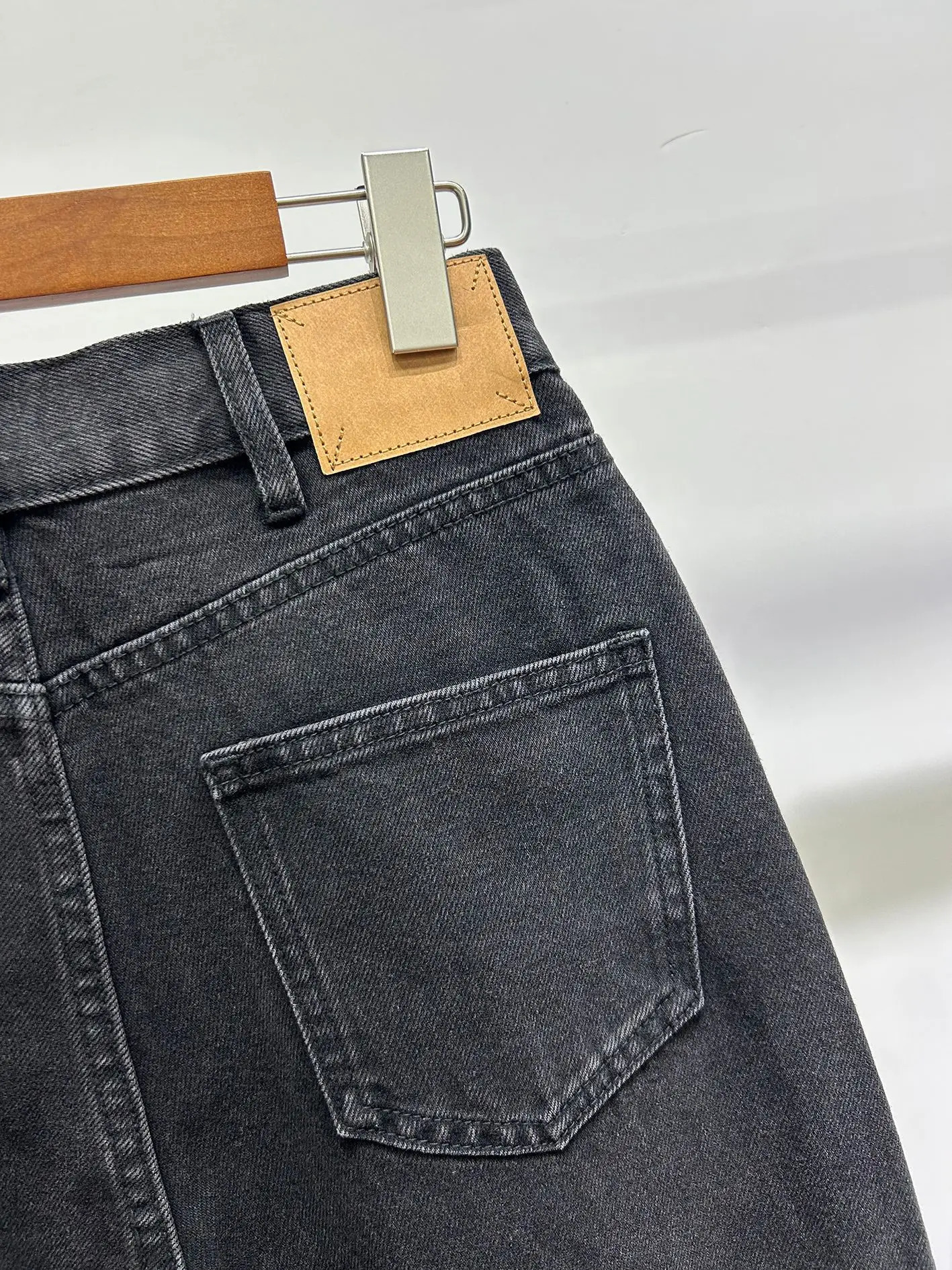 Early Spring Ce Blogger Same Non-elastic High Waist Dark Gray Straight Denim Trousers Women 240806