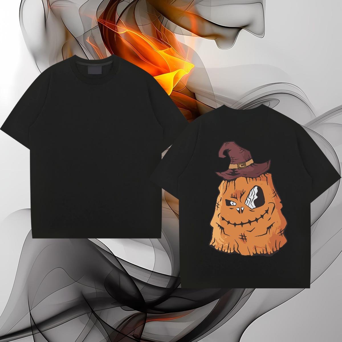 2024 DIY Man T Shirts 230g Cotton pumpkin Daily Wear Tops Breathable Short Sleeve Popular Mens Tshirts Cartoon Print