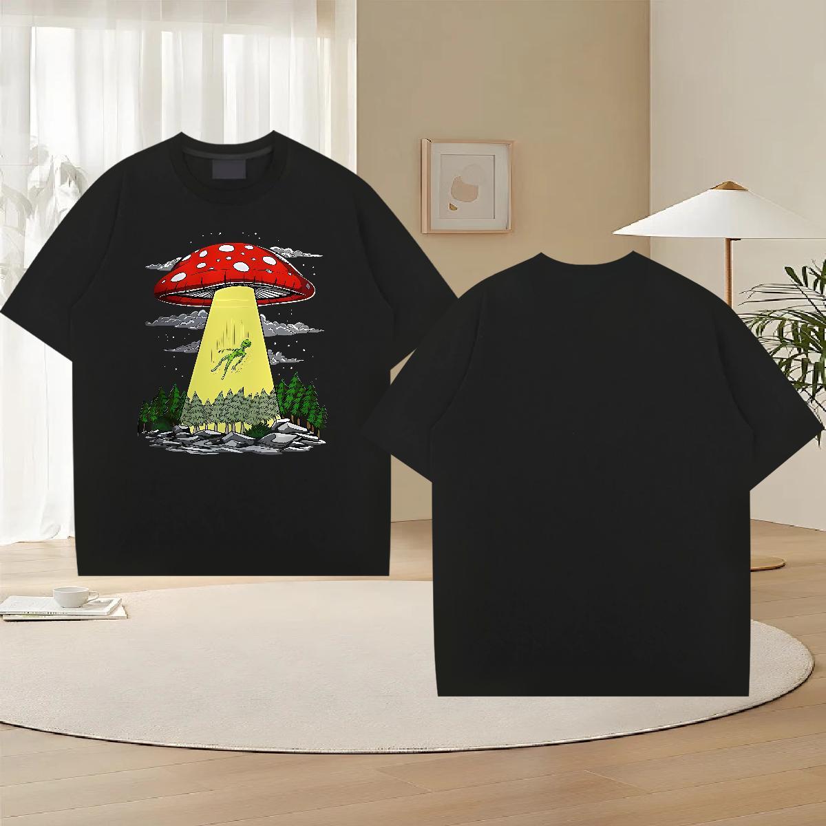 Comfortable Men Tees 230g Cotton Daily Wear mushroom Customized Print Breathable 2024 Summer T shirt Tees Shirts