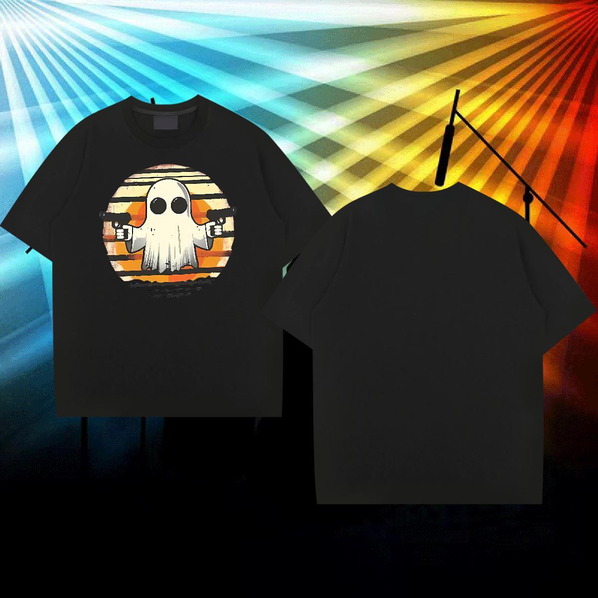 2024 Mens T Shirts 230g 100% Cotton pistol Street Wear Tee Shirt Short Sleeve Soft Loose Men Clothes T-Shirt Black Oversized