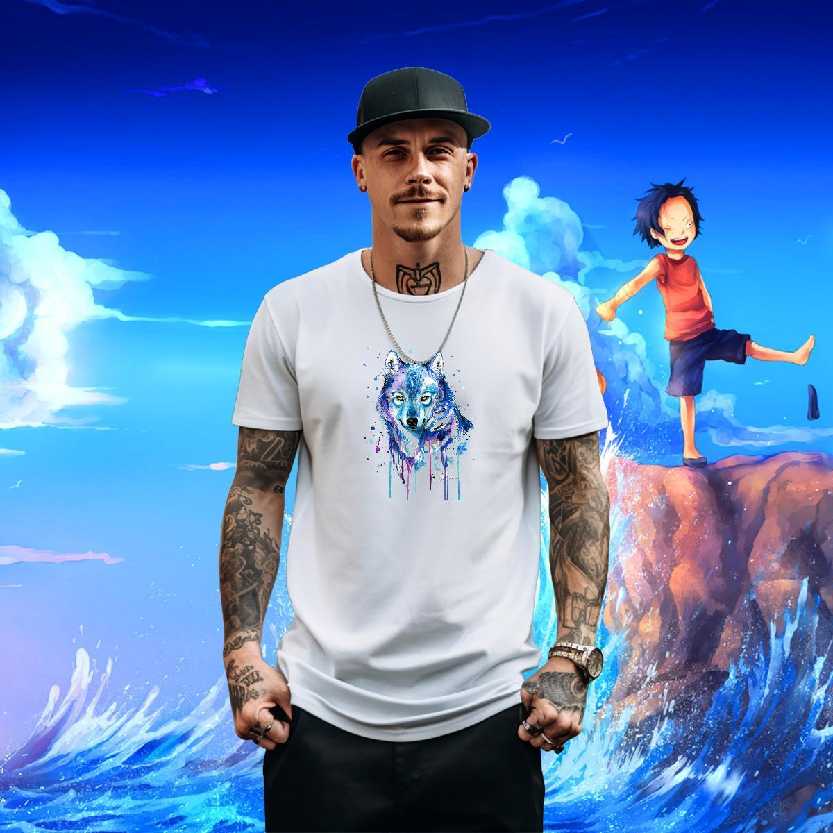 Factory Direct T shirt 230g Cotton wolf Daily Outfit Tops Crew Neck Breathable Wholesale Men Tops Tees Skull