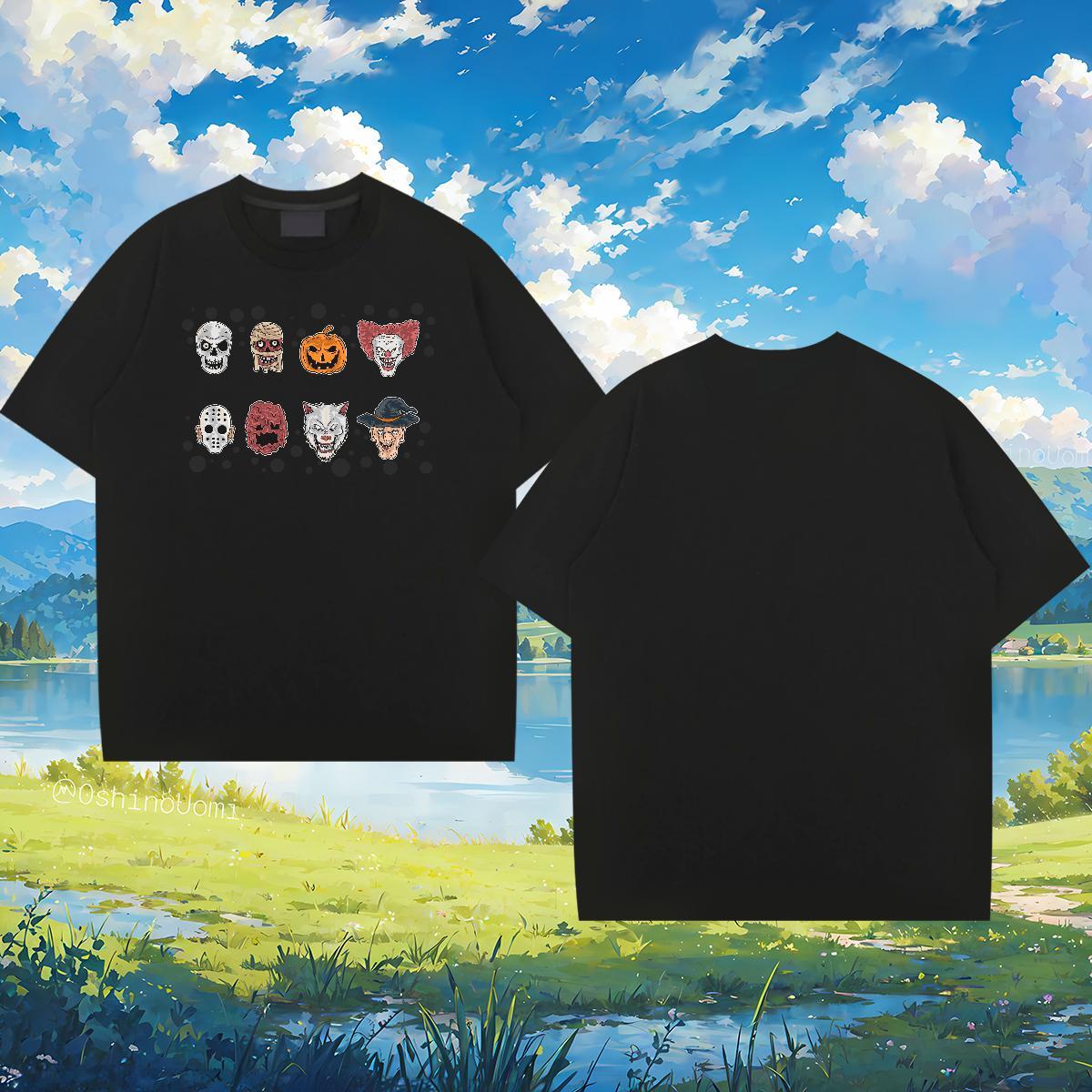 Mens T Shirts 100% Cotton 230g Halloween Street Wear Short Sleeve O-Neck Cartoon Print Tshirts DIY Customized Cool Tops Shirt