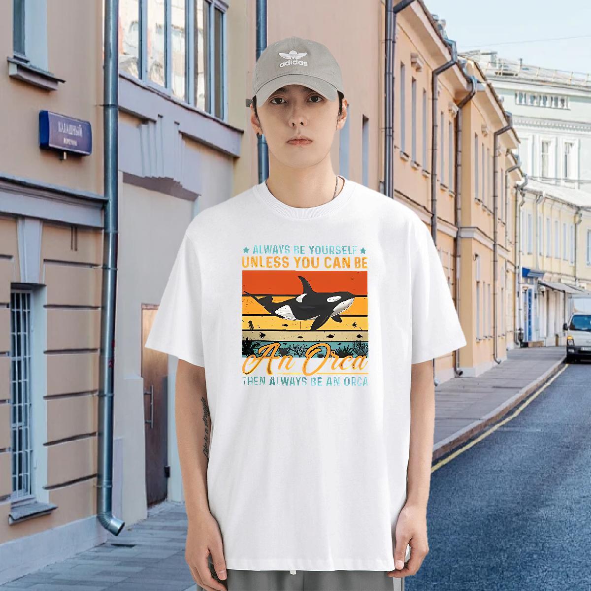 T shirt 230g 100% Cotton dolphin Daily Outfit Breathable Short Sleeve Custom Printing Couples T Shirts Wholesale TOP Quality Tops Tees