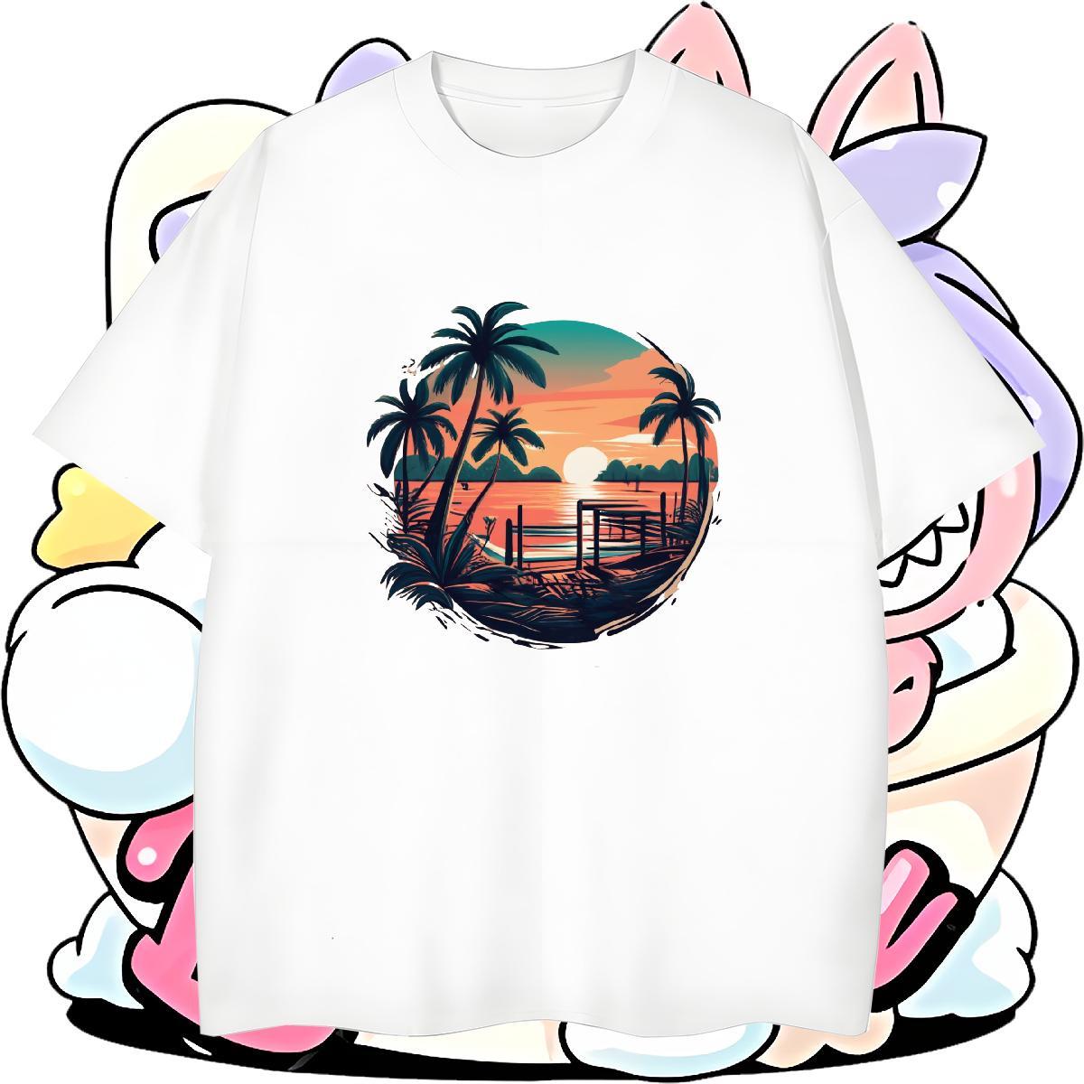 Loose Couples T Shirts 100% Cotton 230g Casual beach Custom Printed Short Sleeve O-Neck Brand T Shirt For Man Top Tees