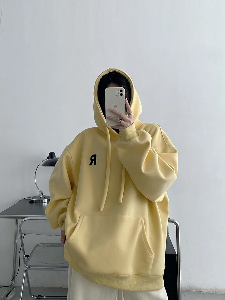 Womens Casual Sweatshirts Autumn Winter Lazy Style Solid Color Thick Loose Hooded Coat Streetwear Tops 240806