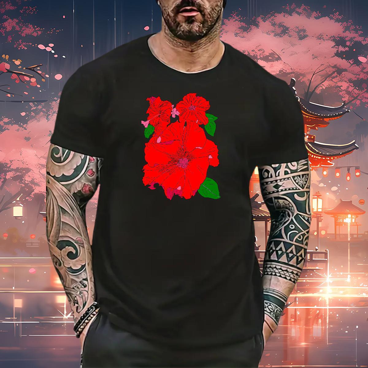 Fashion Man T Shirts 230g Cotton flower Outdoor Tops Pure Cotton Loose Mens Tshirts Custom Print Plus Size