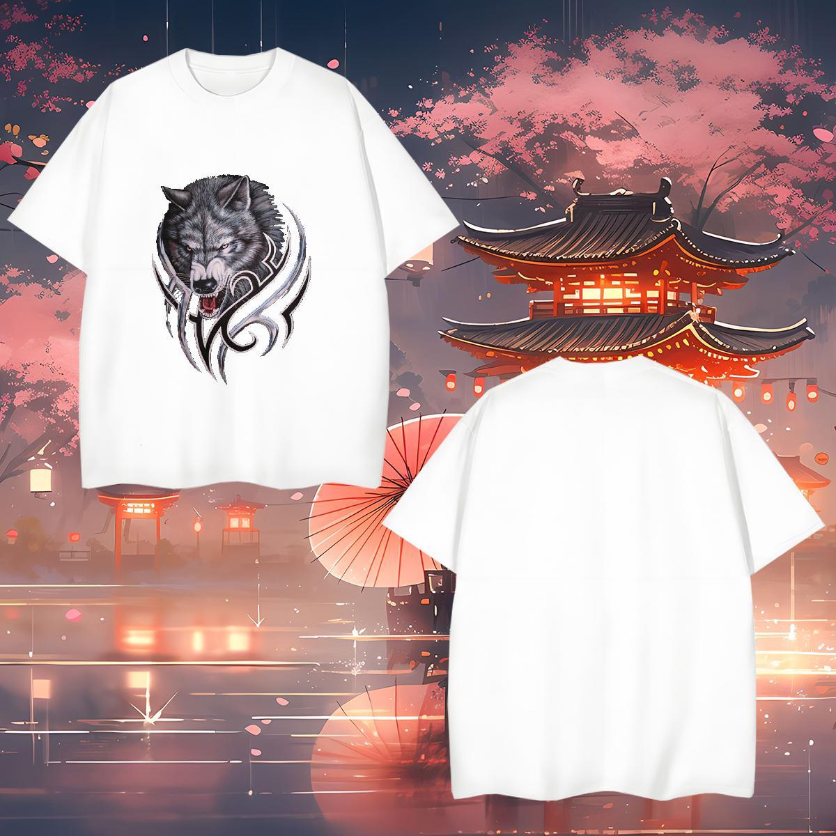 Free Shipping T shirt 230g Cotton wolf Outdoor Tops O Neck Short Sleeves TOP Quality Men Tshirts Oversized 3XL 4XL