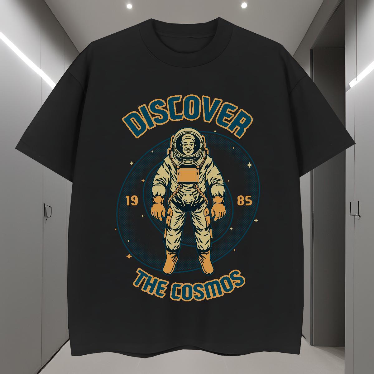 T-Shirts 230g Cotton planet Sports Casual Breathable Short Sleeve Graphic Men Tees 2024 Summer Brand Clothings