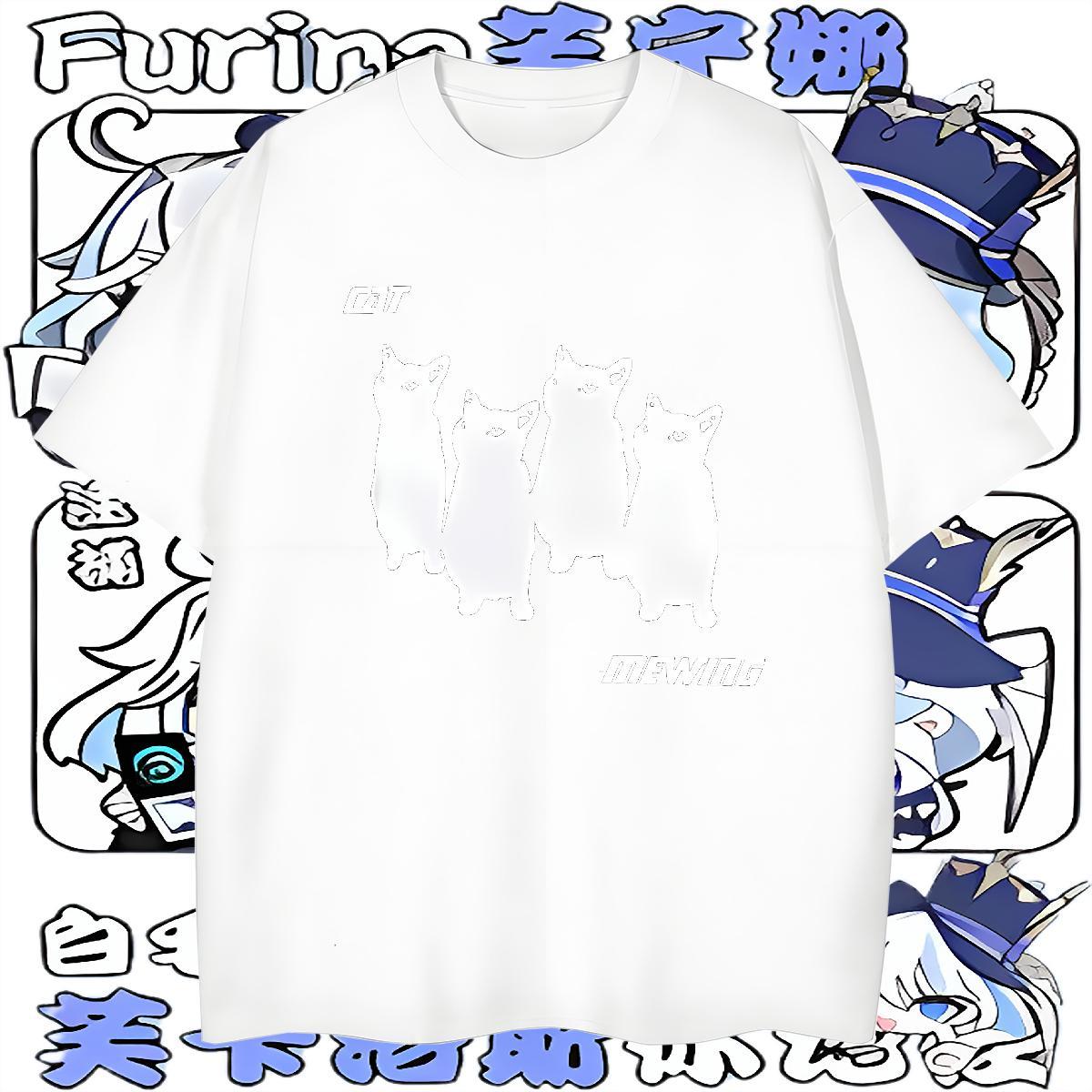 Stylist T Shirts Men 100% Cotton 230g cat Casual Wear Breathable Loose Fit Tshirts Cartoon Print