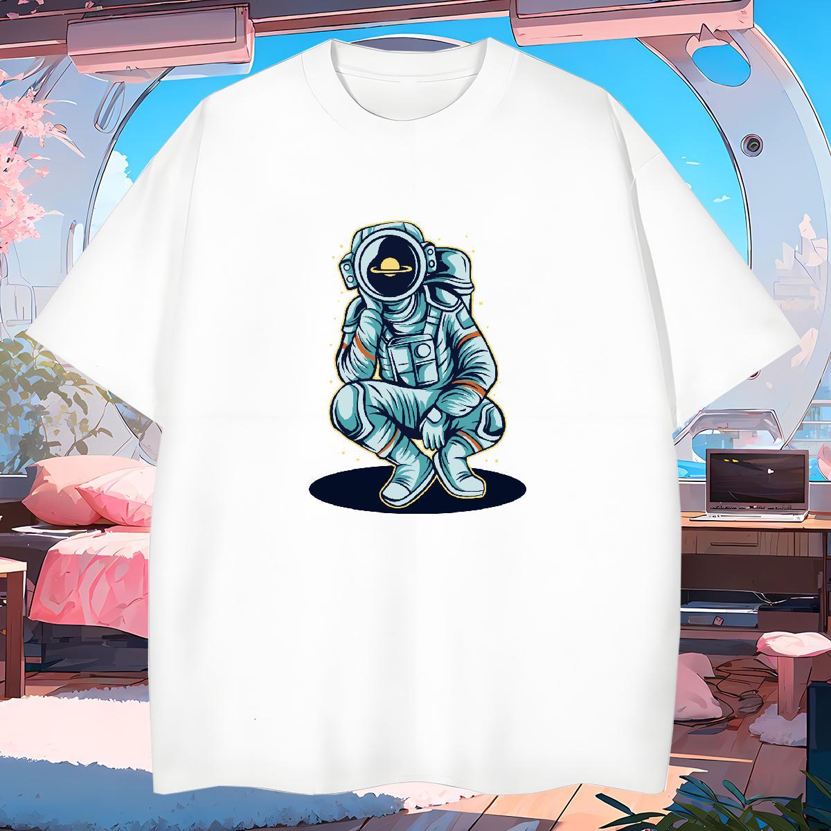 T-Shirts 230g Pure Cotton universe Beach Breathable Short Sleeve DIY Men Clothes T-Shirt Designer Comfortable Tees