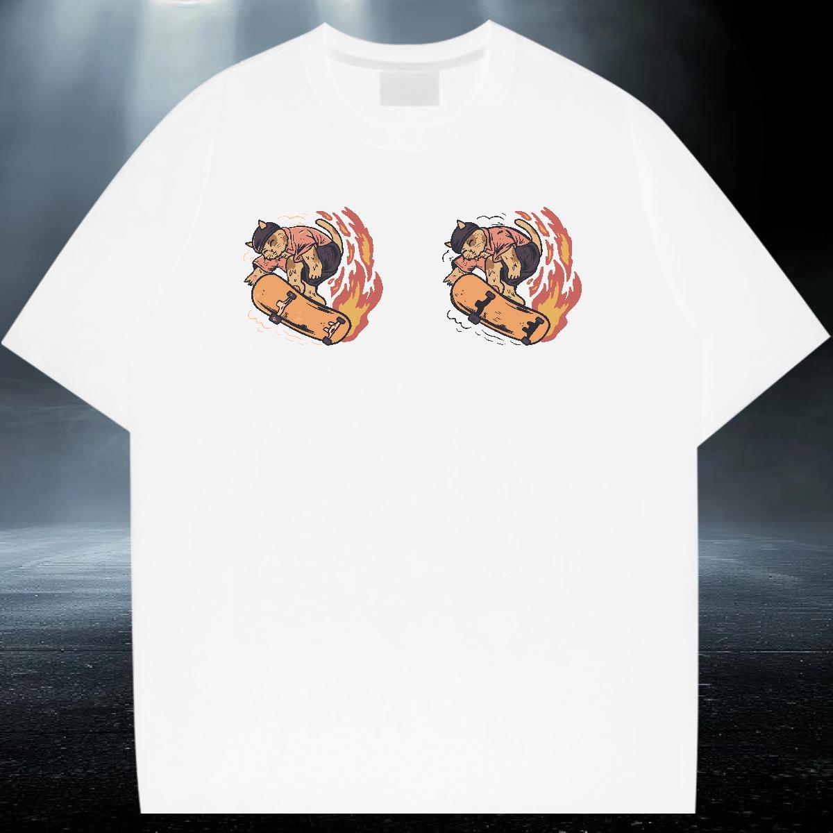 High Quality Men Tees 230g 100% Cotton Street cat Custom Cartoon Breathable Soft 2024 T-Shirts Tee Shirt