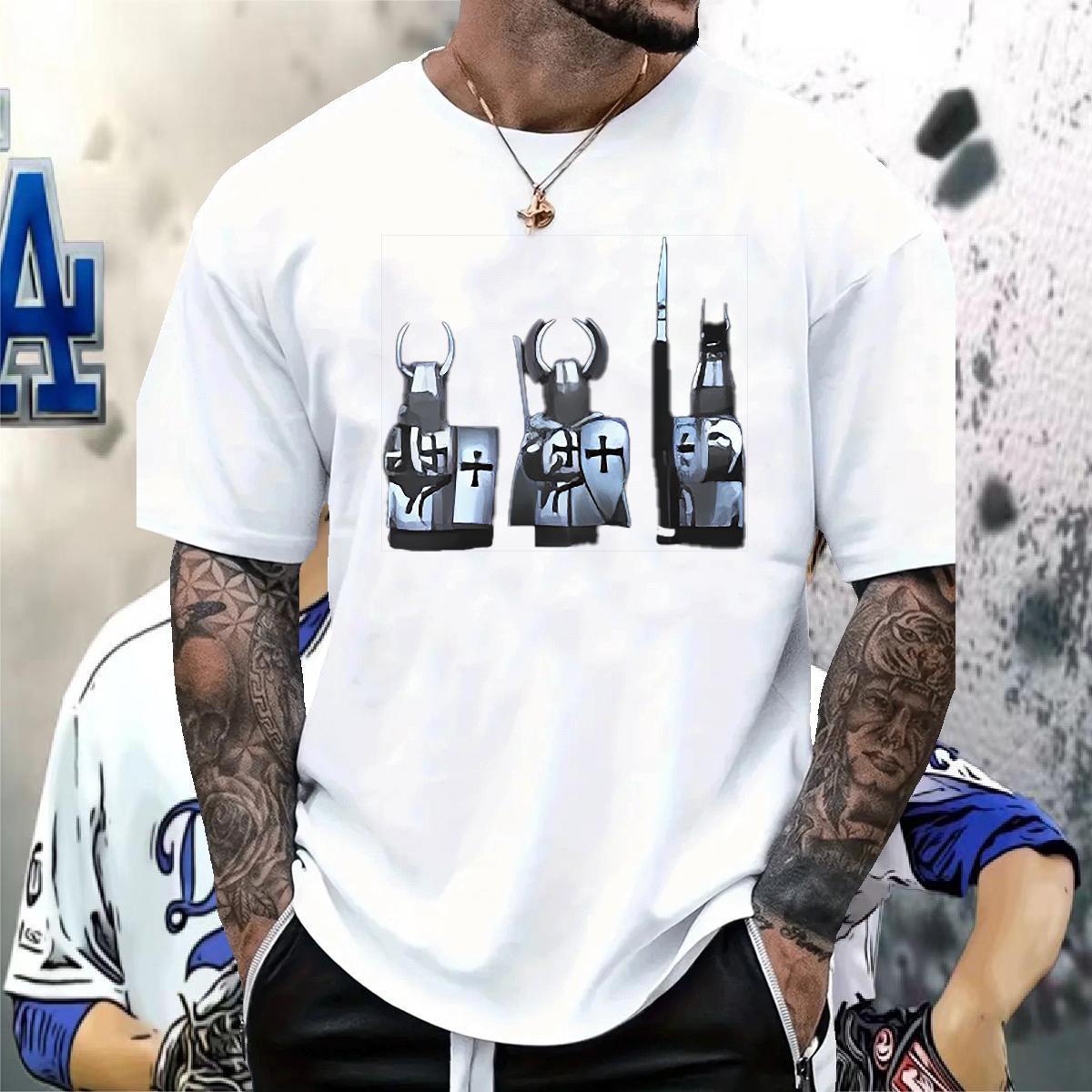 T-Shirts for Men 230g Cotton knight Casual Crew Neck Custom Print Plus Size Men Tops Tees 2024 DIY Comfortable Tshirts