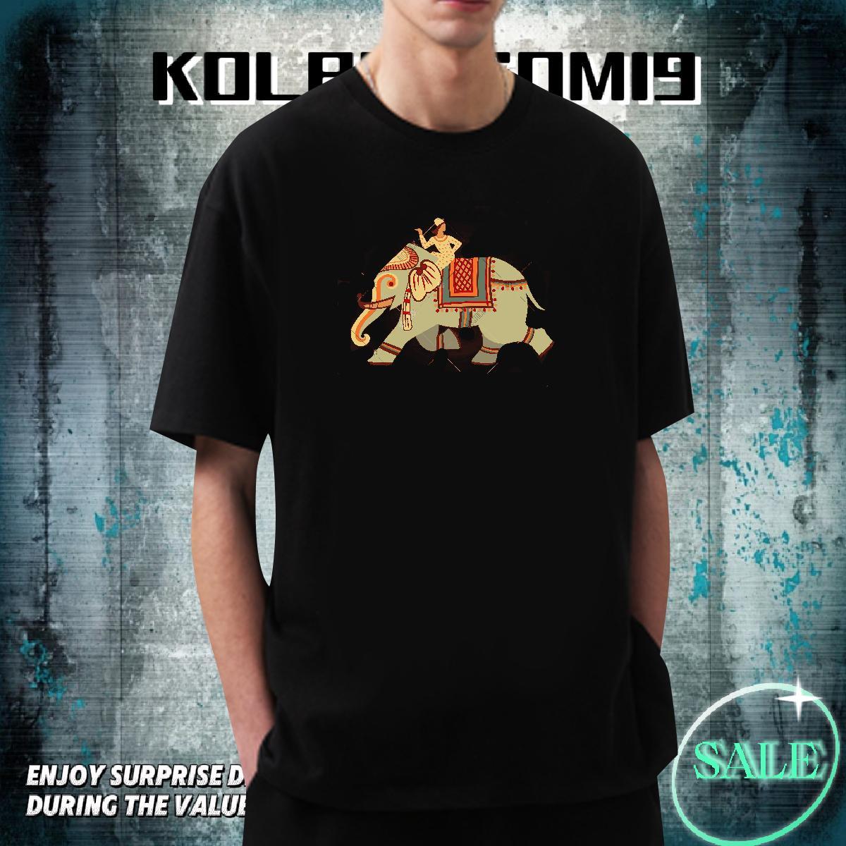 Designer Couples T Shirts 230g Pure Cotton Outdoor elephant Anime Print Breathable Crew Neck Casual New T-Shirts for Men Clothes