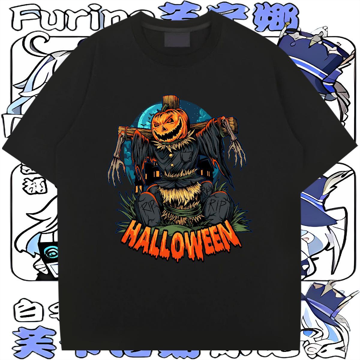 Free Shipping T-Shirts for Men 100% Cotton 230g Halloween Casual Daily Wear Tops Shirt Pure Cotton TOP Quality Men Clothes T-Shirt DIY Anime