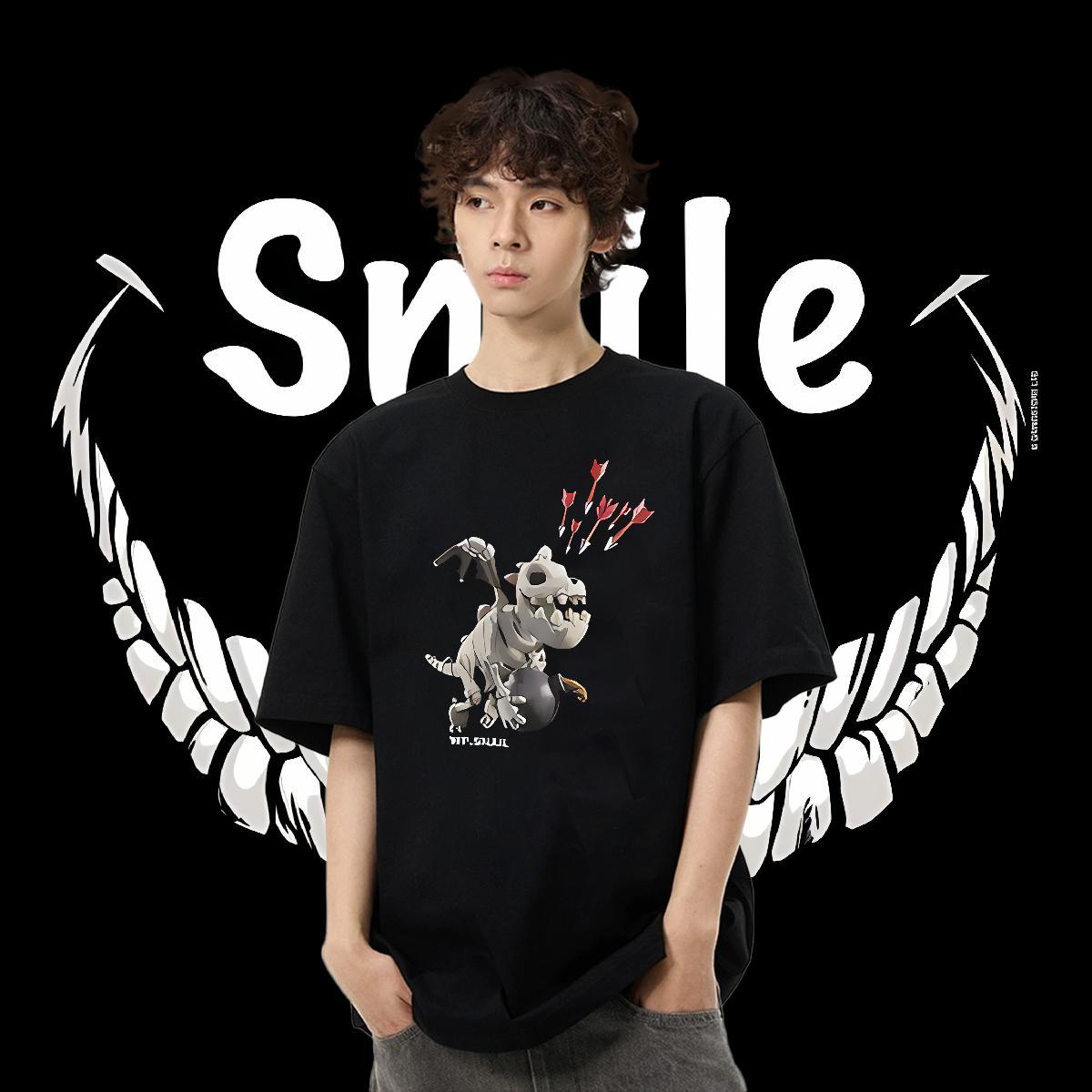 Classic Casual T shirt 230g Cotton dinosaur Daily Wear Tshirts Short Sleeve O-Neck Unisex Men Tops Tees DIY Printed