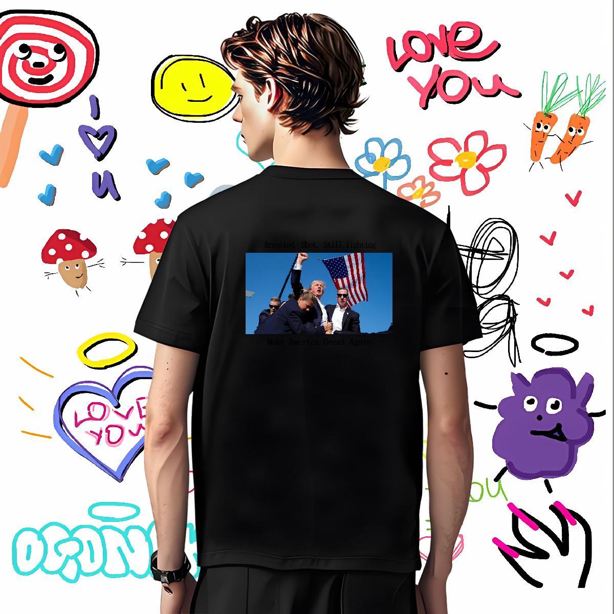 Classic Couples T Shirts 230g Pure Cotton presidential election T shirt Anime Printing Street Breathable Short Sleeve Oversized Fashion Tops Shirt