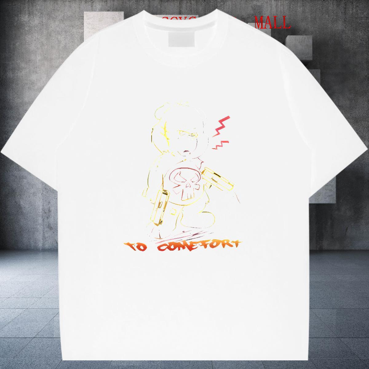 Loose Mens Tshirts 230g Cotton High Street Hip Hop bear DIY Logo Oversized Breathable Crew Neck Classic Casual T Shirt For Man Tops Tees