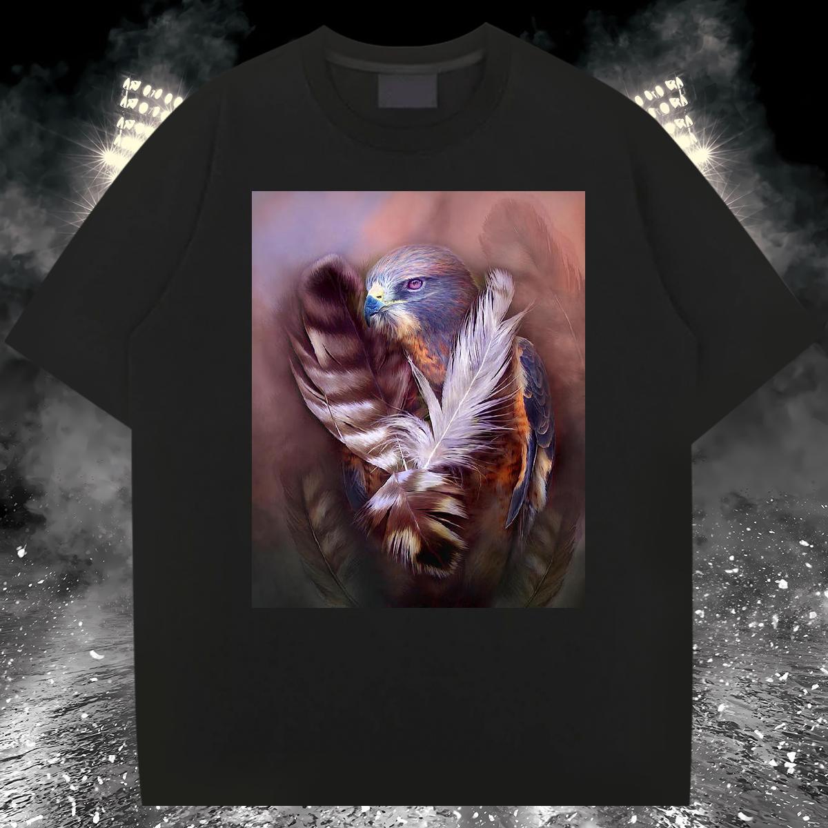 Custom Men T Shirts 230g 100% Cotton eagle Casual Beach Tops Shirt Pure Cotton Classic Men Clothes T-Shirt DIY Printed