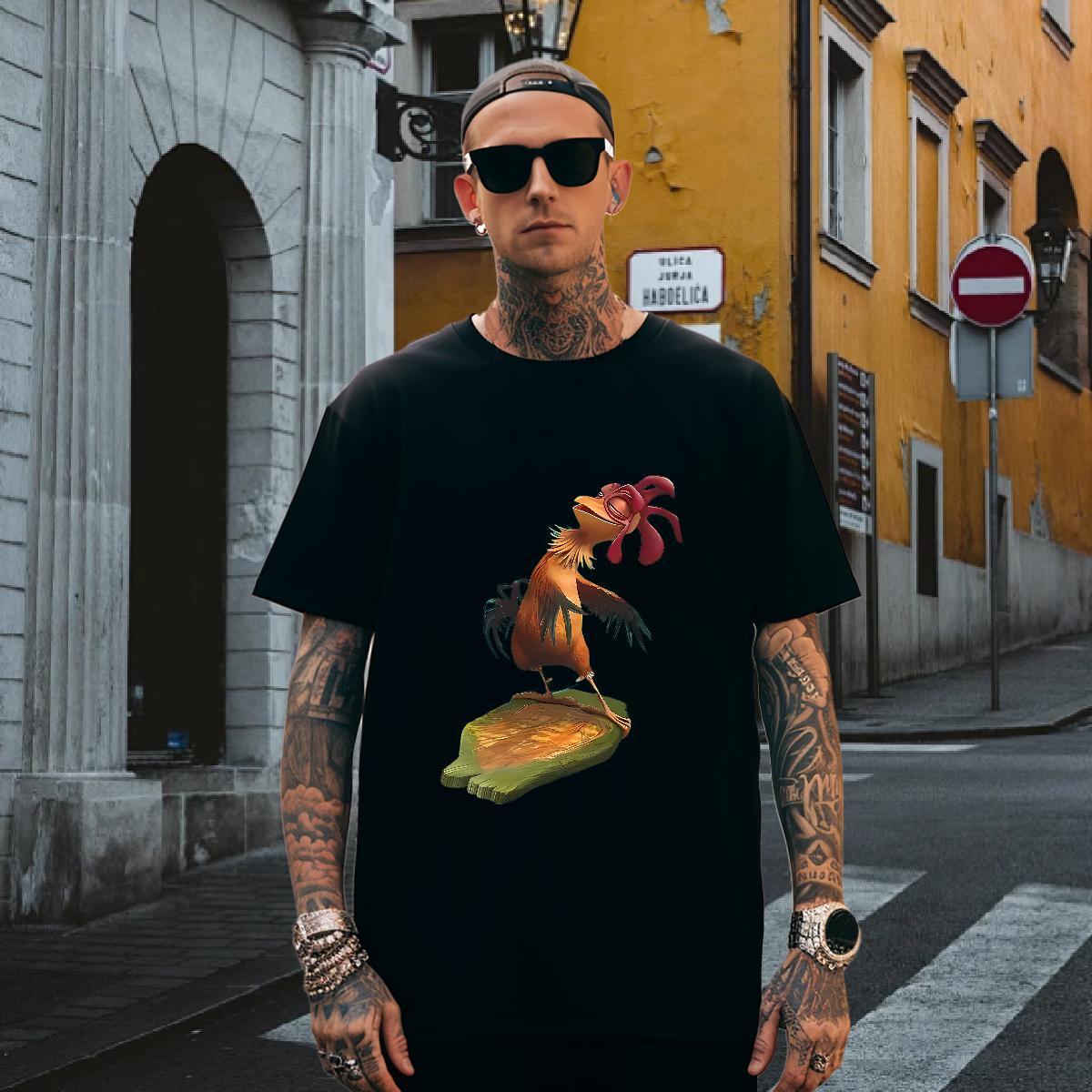 Men T Shirts 100% Cotton 230g chicken Sports Casual Pure Cotton Cartoon Print Couples T Shirts Designer Loose Clothes