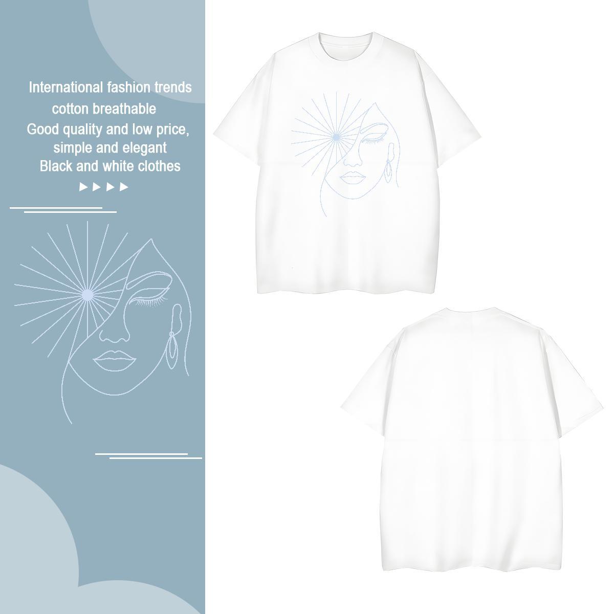 T Shirts Men 230g 100% Cotton portrait High Street Hip Hop O Neck Short Sleeves Graphic Men Tops Tees Classic Loose Fit Tops Shirt