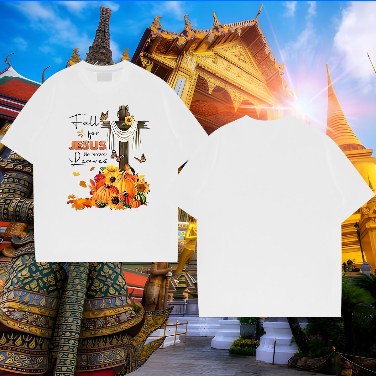 Loose Men Tshirts 230g 100% Cotton pumpkin T shirt Street Breathable Crew Neck Black Oversized Casual New Clothes