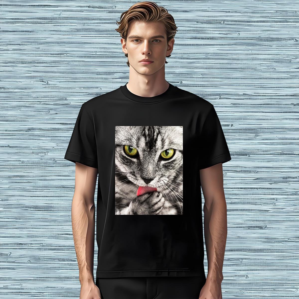 T-Shirts 230g Cotton cat Hip Hop Breathable Plus Size Custom Tshirt for Man Woman Free Shipping Wholesale Polos