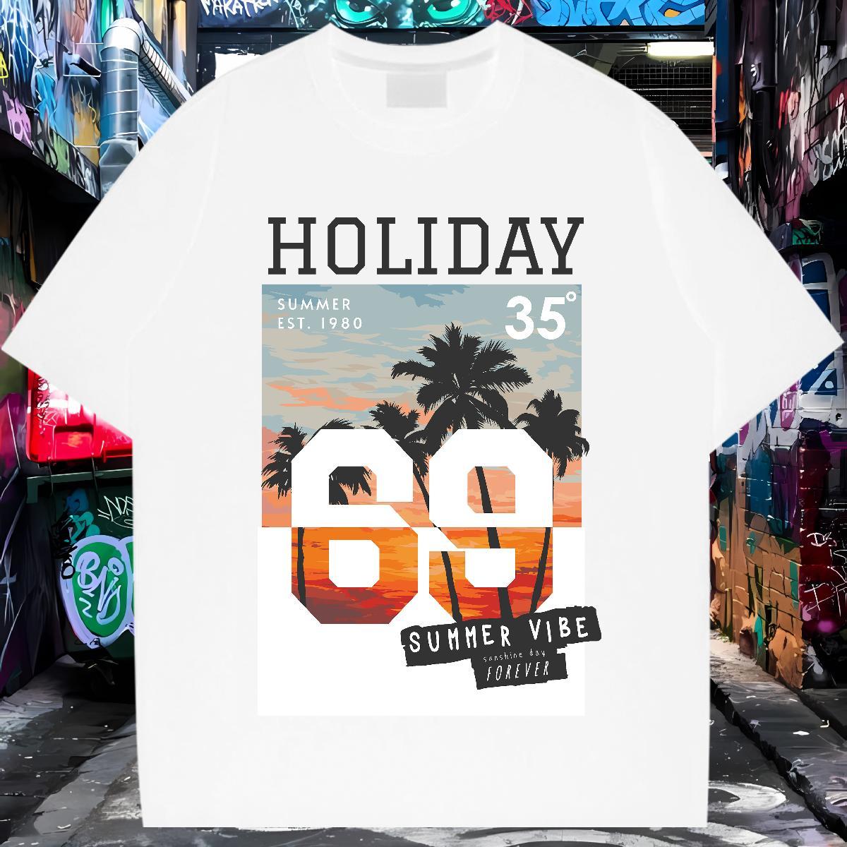 T-Shirts 100% Cotton 230g tree Sports Casual Crew Neck Anime Couples T Shirts New Wholesale Top Tees