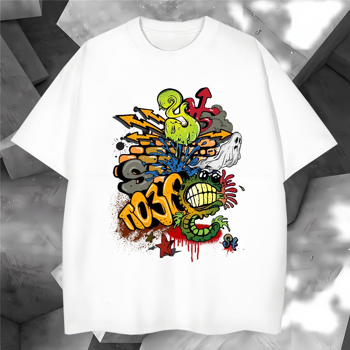 T Shirt For Man 230g 100% Cotton painting Summer Casual Crew Neck Breathable White Plus Size Couples T Shirts Fashion Designer Loose Fit Tees