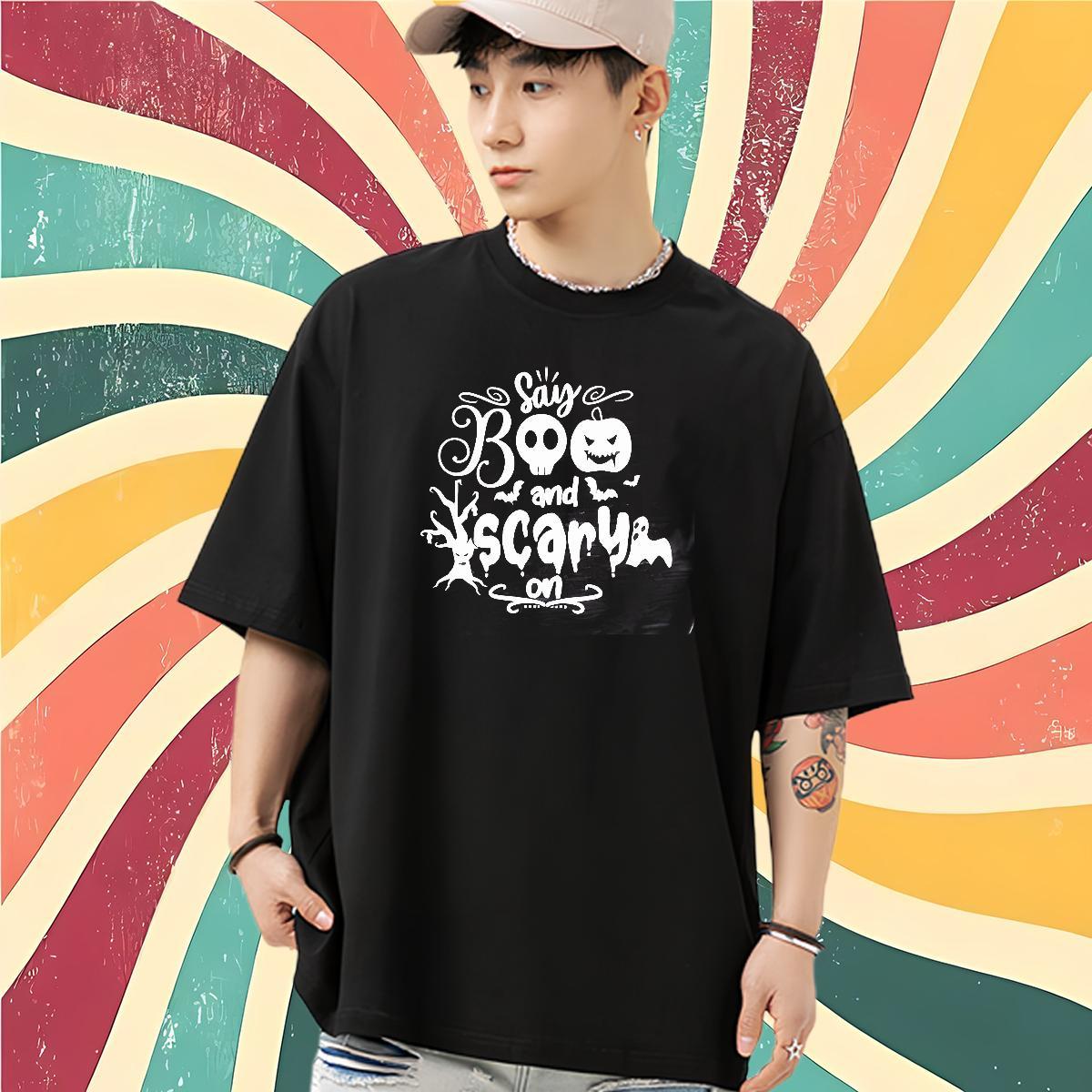 Free Shipping Mens T Shirts 230g 100% Cotton halloween Casual Wear Short Sleeve O-Neck Classic Tshirt for Man Woman Customized Print