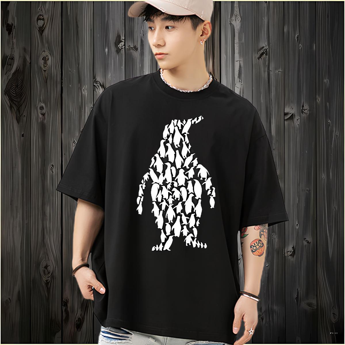 Casual New T-Shirts 230g Pure Cotton penguin Daily Wear Tops Short Sleeve Soft Popular Tshirts Custom Cartoon