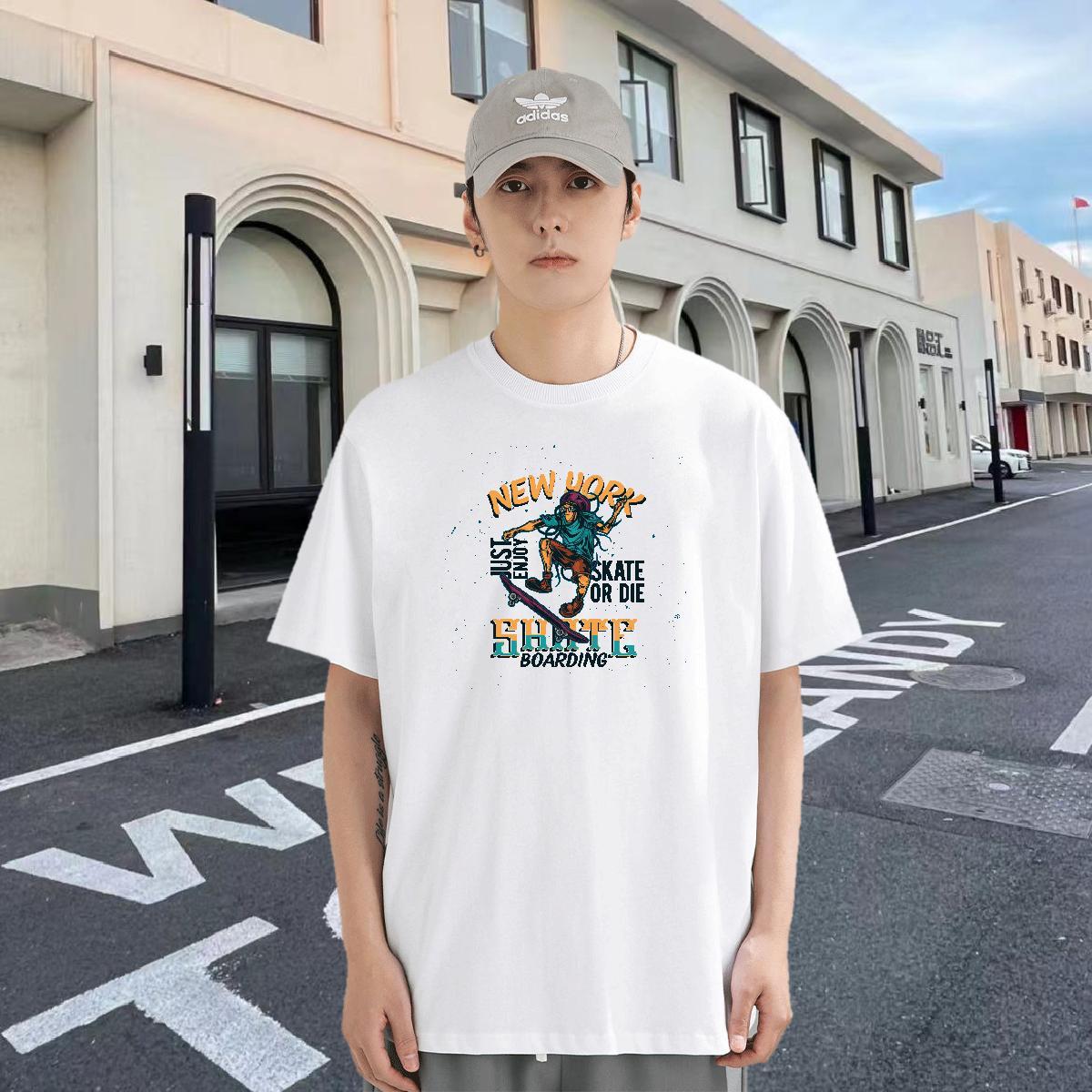 Designer Men Tees 230g Cotton Hip Hop skateboarding Black White Breathable Crew Neck Fashion T shirt Tops Shirt