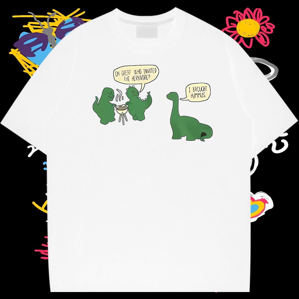 Classic Mens T Shirts 100% Cotton 230g dinosaur Home Outdoor Tshirts O-Neck Short Sleeve Popular Men Tops Tees Cartoon Print