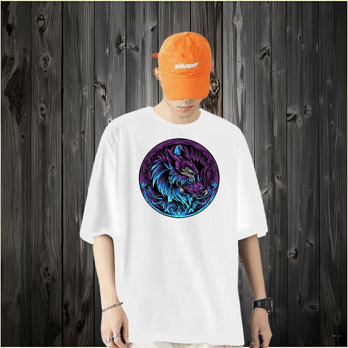 2024 Designer T shirt 230g 100% Cotton wolf Beach Top Tees Breathable Crew Neck High Quality Tshirt for Man Woman Custom Printing