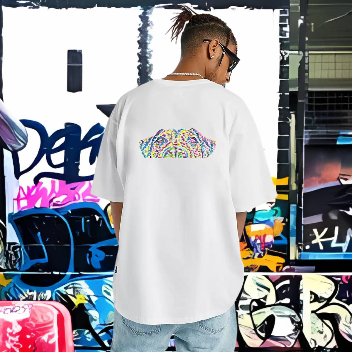 DIY Mens T Shirts 230g 100% Cotton dog Hip Hop Clothings Short Sleeve O-Neck Unisex Men Tees White Plus Size