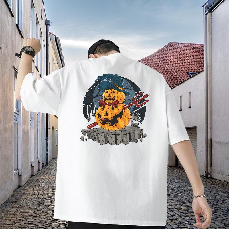 Custom T Shirt For Man 230g 100% Cotton Halloween Home Outdoor Tshirts O Neck Short Sleeves Designer Men Clothes T-Shirt Oversized 4XL