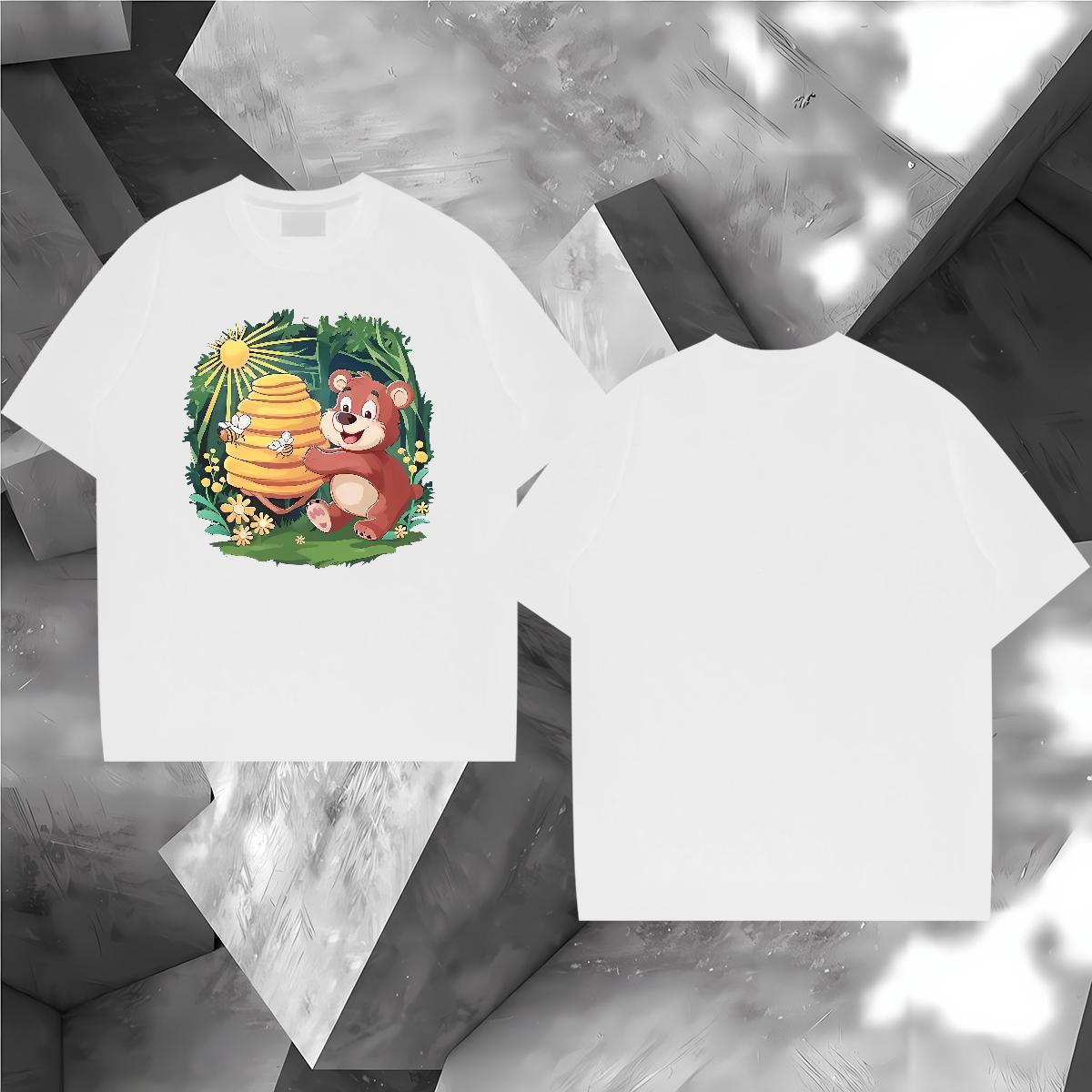 Designer Fashion T-Shirts for Men 230g 100% Cotton bear Summer Casual Clothings Crew Neck Comfortable Men Tshirts Anime