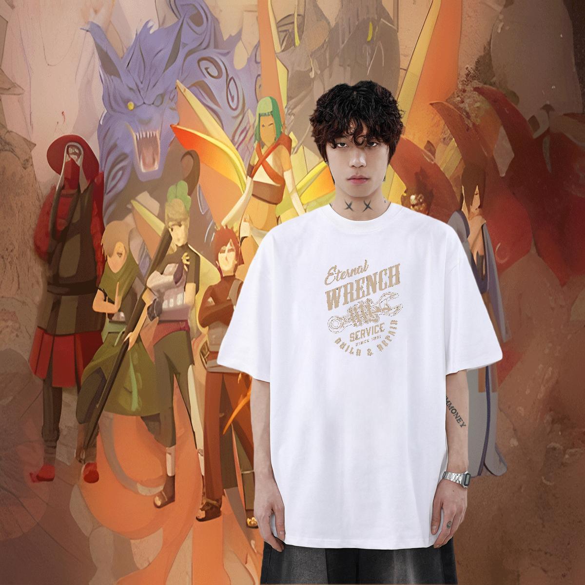 Popular Men Tops Tees 230g Cotton Anime Printing Street tool Black White Breathable Short Sleeve Designer Fashion T-Shirts for Men Tees Shirts