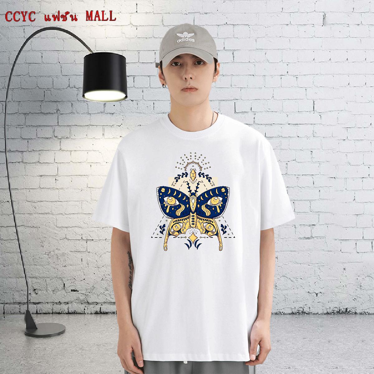 Classic Men Tshirts 100% Cotton 230g Sports Casual Butterfly Anime Print Short Sleeve O-Neck Designer Fashion T-Shirts for Men Tees Shirts