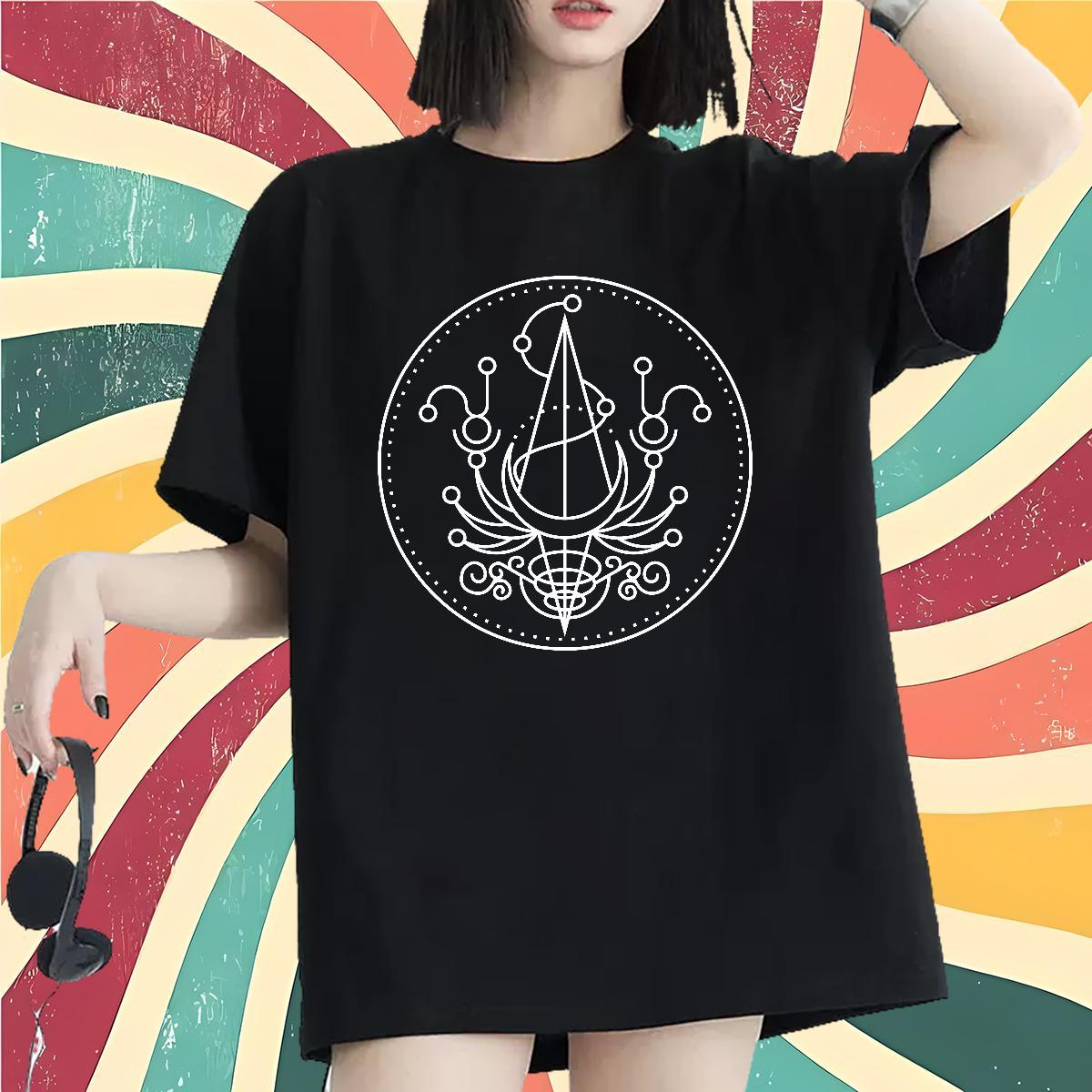 Designer Nice Women Tees 100% Cotton 230g Geometric line Street Casual T shirt Crew Neck Black White Clothes