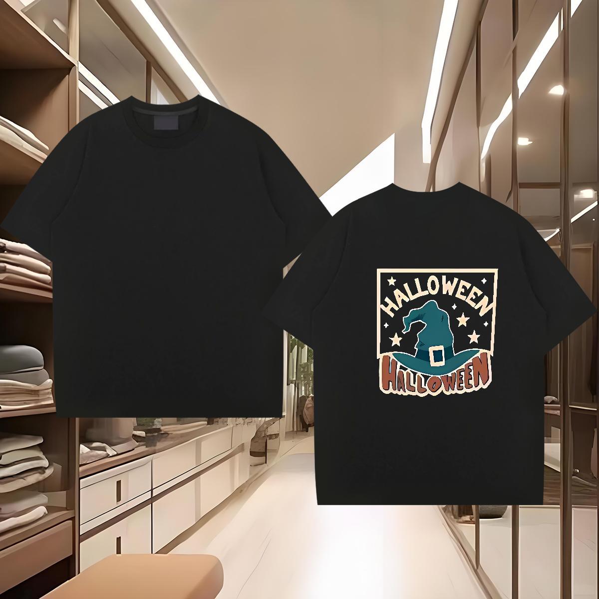 Fashion Designer T Shirt For Man 230g 100% Cotton halloween hat Casual Tops Breathable Short Sleeve Classic Men Tees Plus Size Cartoon